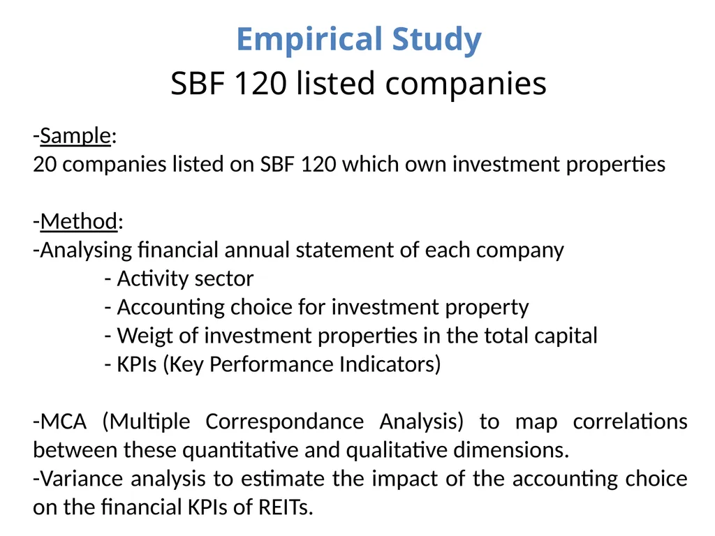 Accounting information and investment properties: - slide 13 of 20