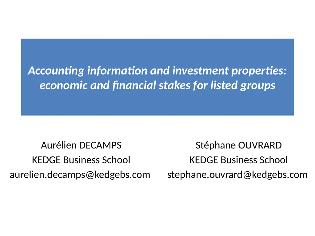 Accounting information and investment properties: - slide 1 of 20