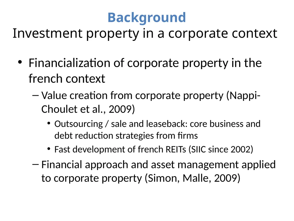 Accounting information and investment properties: - slide 5 of 20