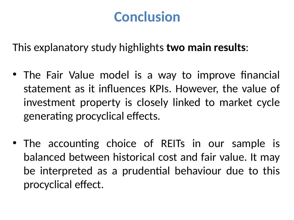 Accounting information and investment properties: - slide 18 of 20