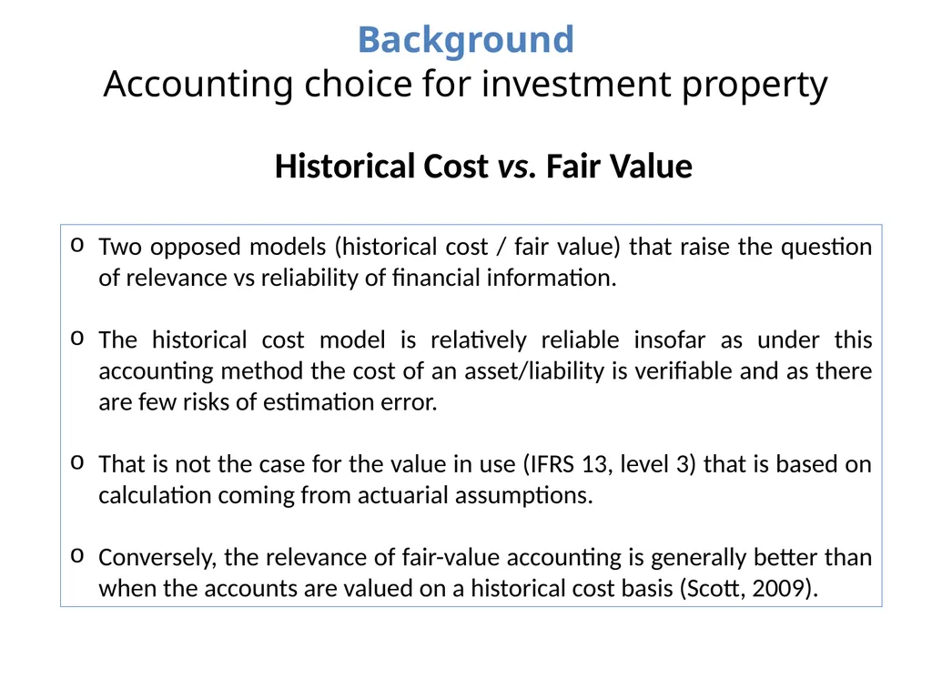Accounting information and investment properties: - slide 11 of 20
