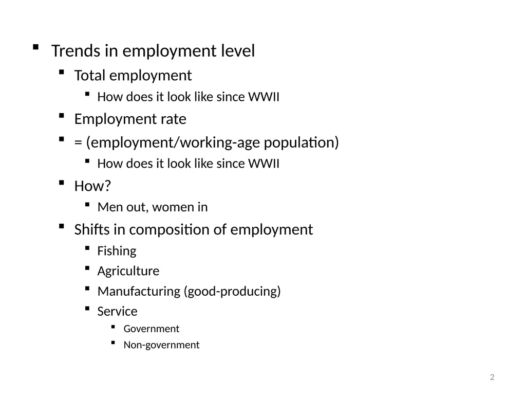 Employment Trends 1 Trends in employment level - slide 2 of 8