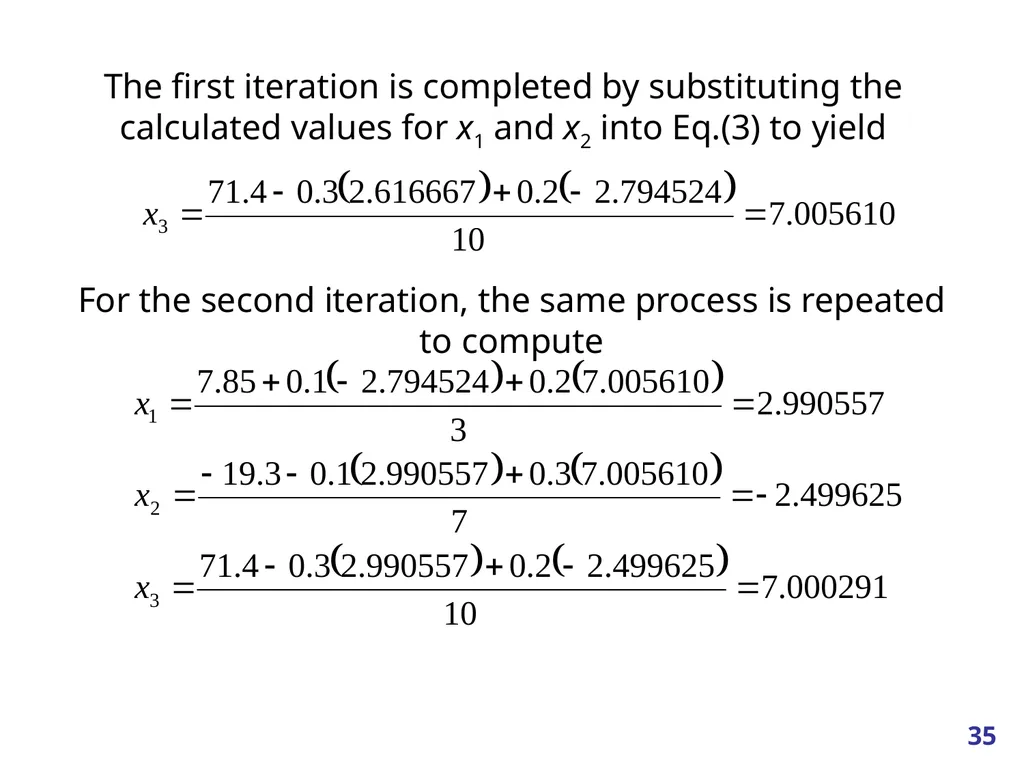 Linear Systems – Iterative methods Jacobi Method - slide 35 of 69