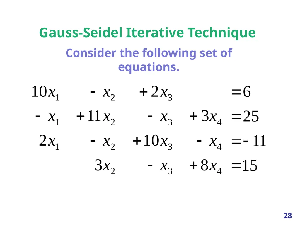 Linear Systems – Iterative methods Jacobi Method - slide 28 of 69