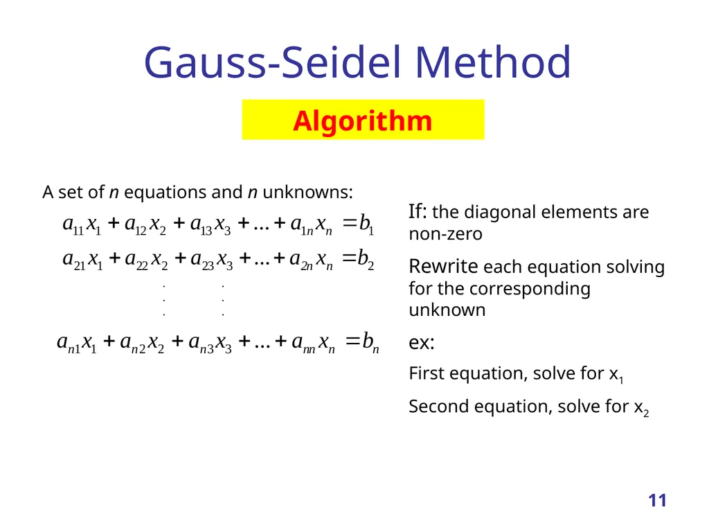 Linear Systems – Iterative methods Jacobi Method - slide 11 of 69