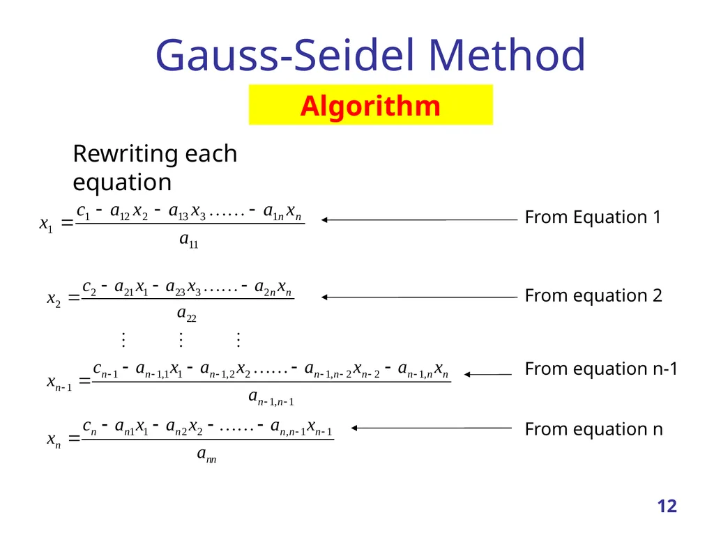 Linear Systems – Iterative methods Jacobi Method - slide 12 of 69