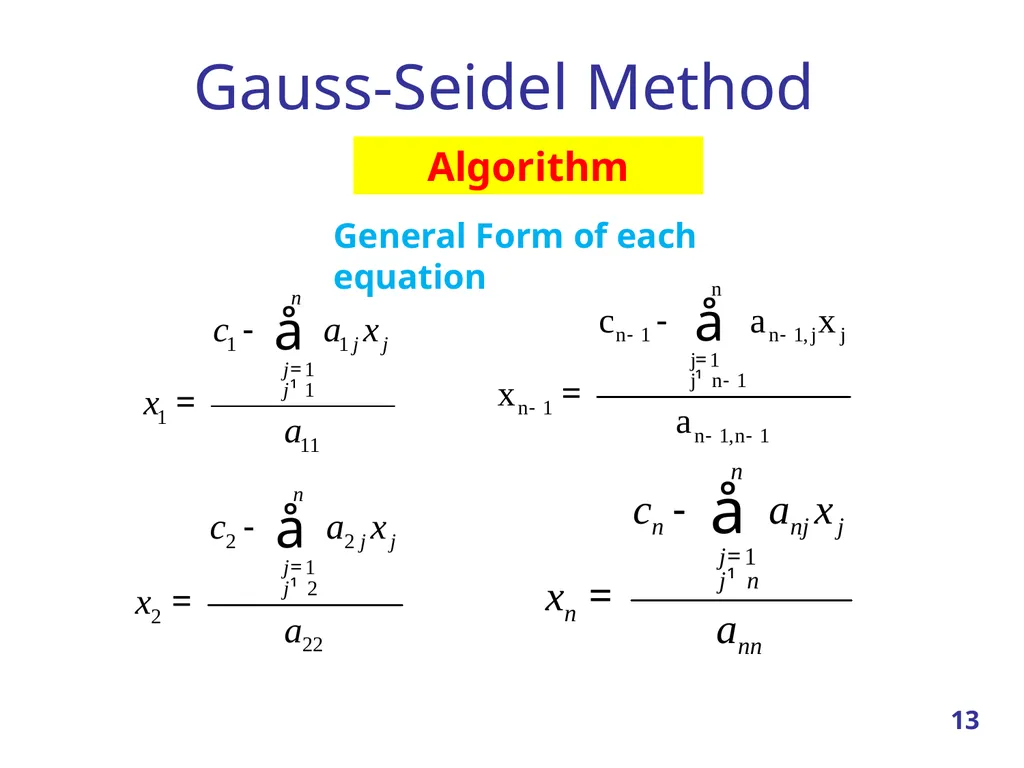 Linear Systems – Iterative methods Jacobi Method - slide 13 of 69