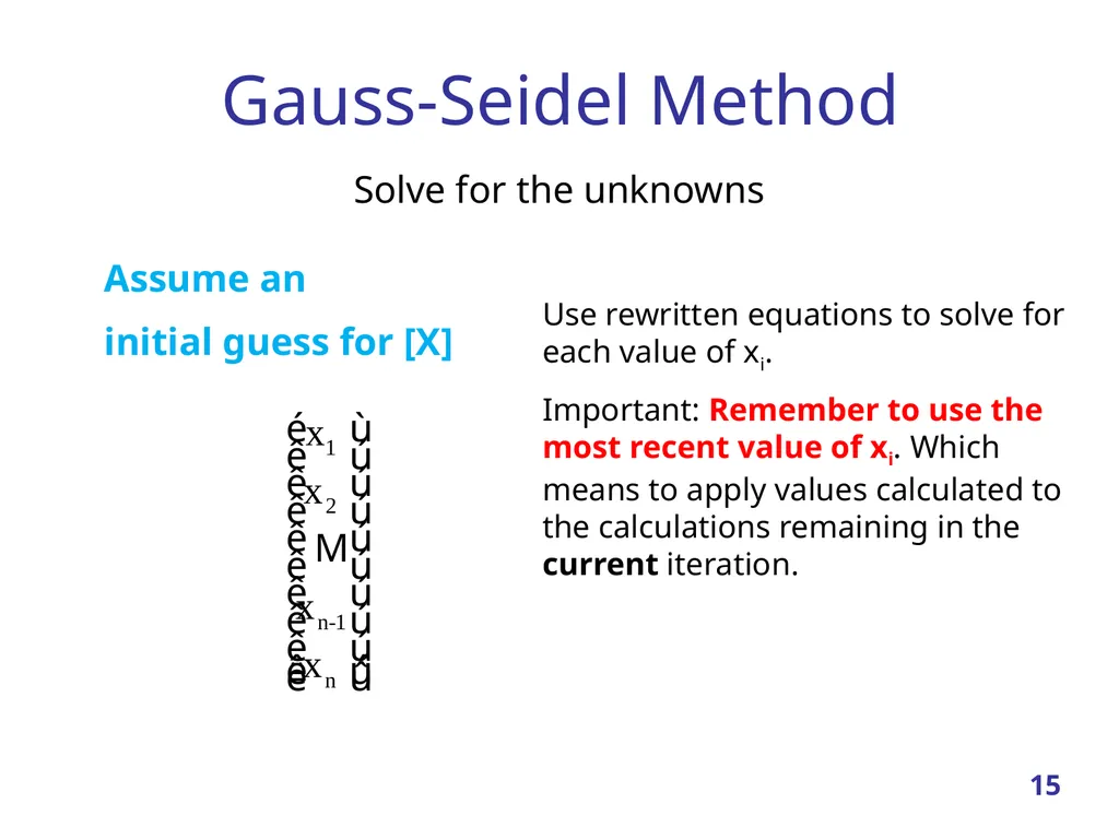Linear Systems – Iterative methods Jacobi Method - slide 15 of 69