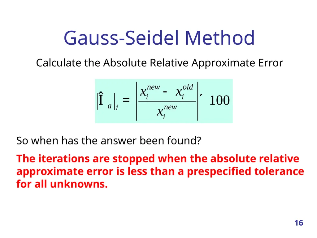 Linear Systems – Iterative methods Jacobi Method - slide 16 of 69