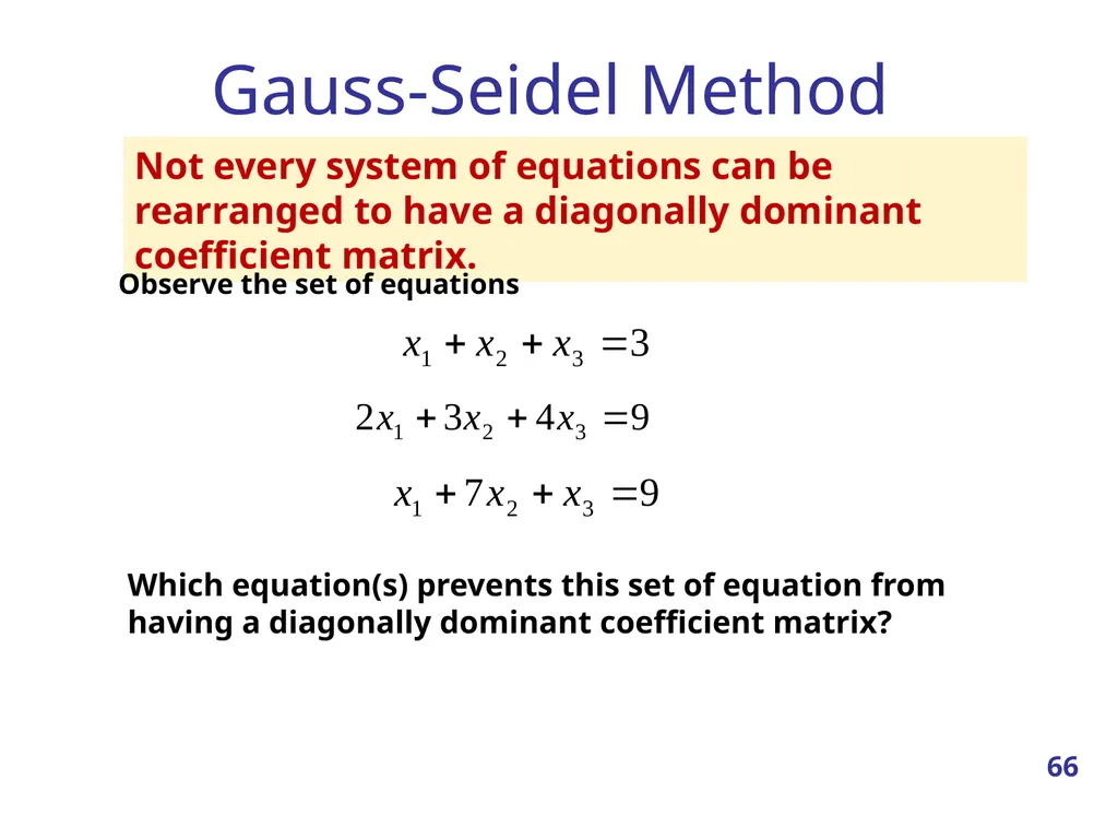 Linear Systems – Iterative methods Jacobi Method - slide 66 of 69