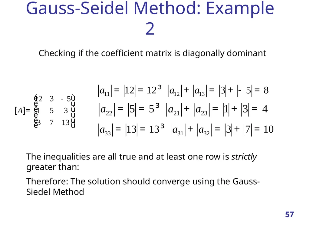 Linear Systems – Iterative methods Jacobi Method - slide 57 of 69