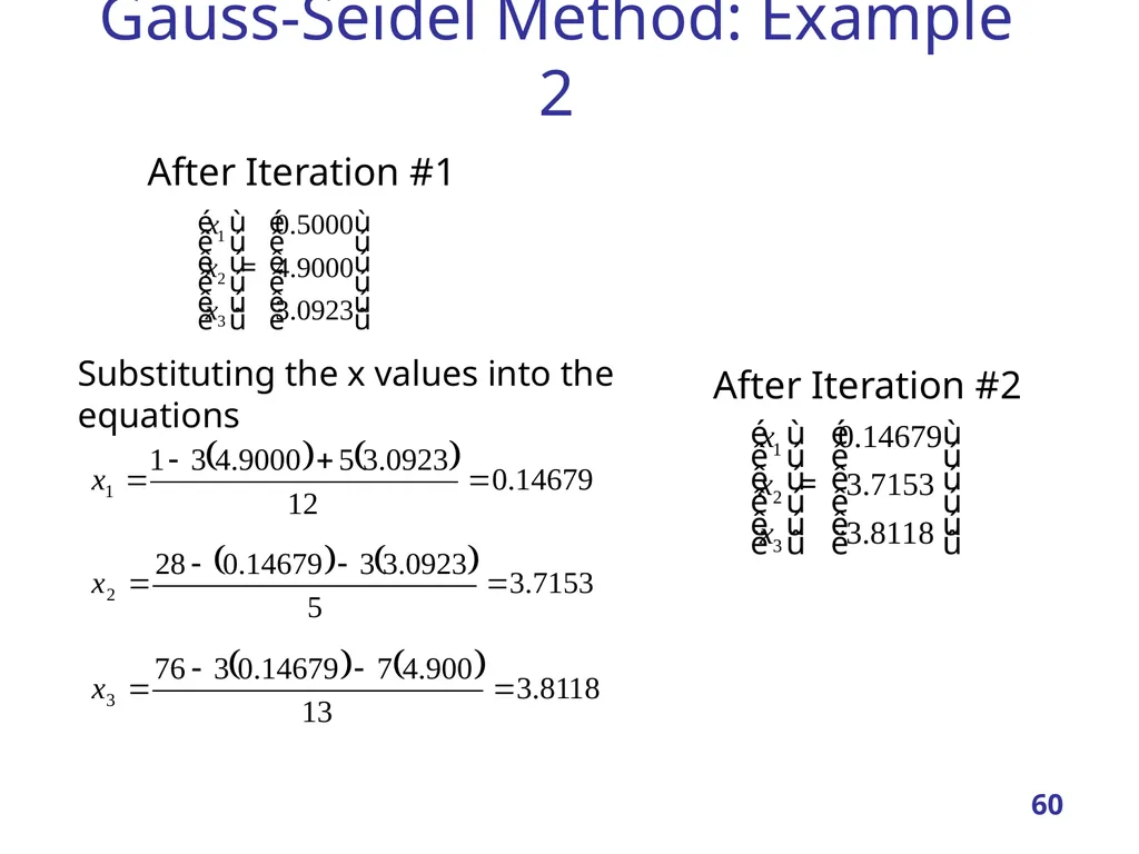 Linear Systems – Iterative methods Jacobi Method - slide 60 of 69