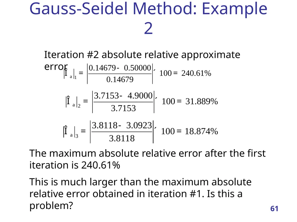 Linear Systems – Iterative methods Jacobi Method - slide 61 of 69