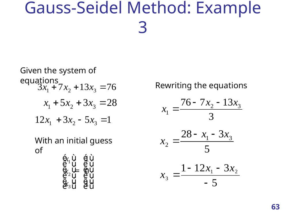 Linear Systems – Iterative methods Jacobi Method - slide 63 of 69