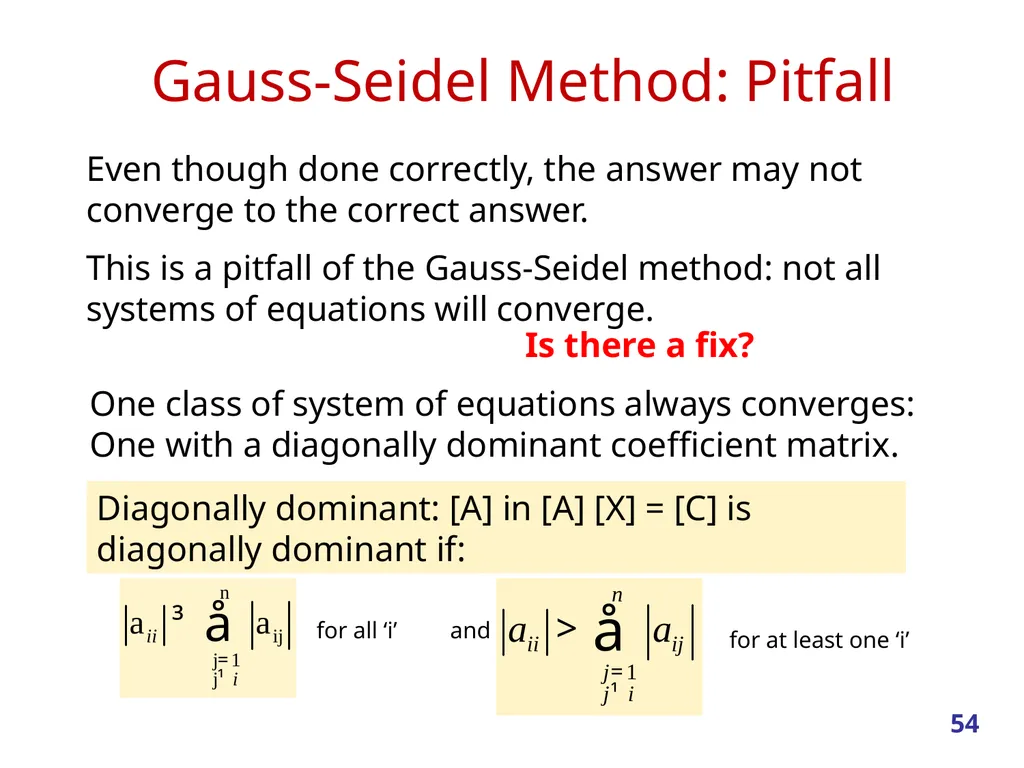 Linear Systems – Iterative methods Jacobi Method - slide 54 of 69