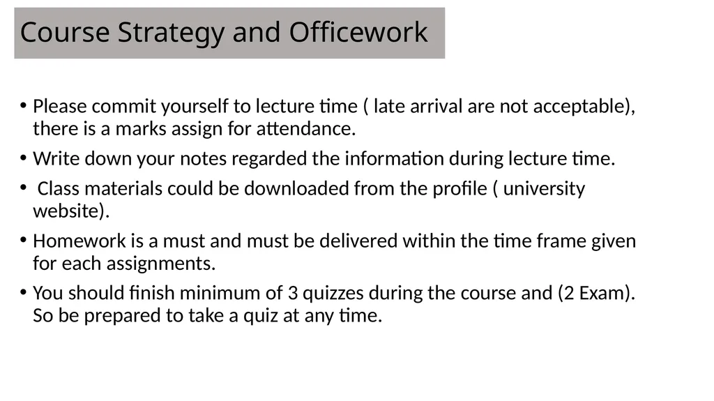 Layout Setting-up the course strategy Office work - slide 2 of 12