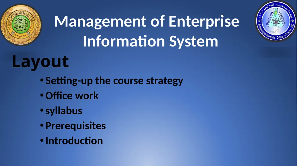 Layout Setting-up the course strategy Office work - slide 1 of 12