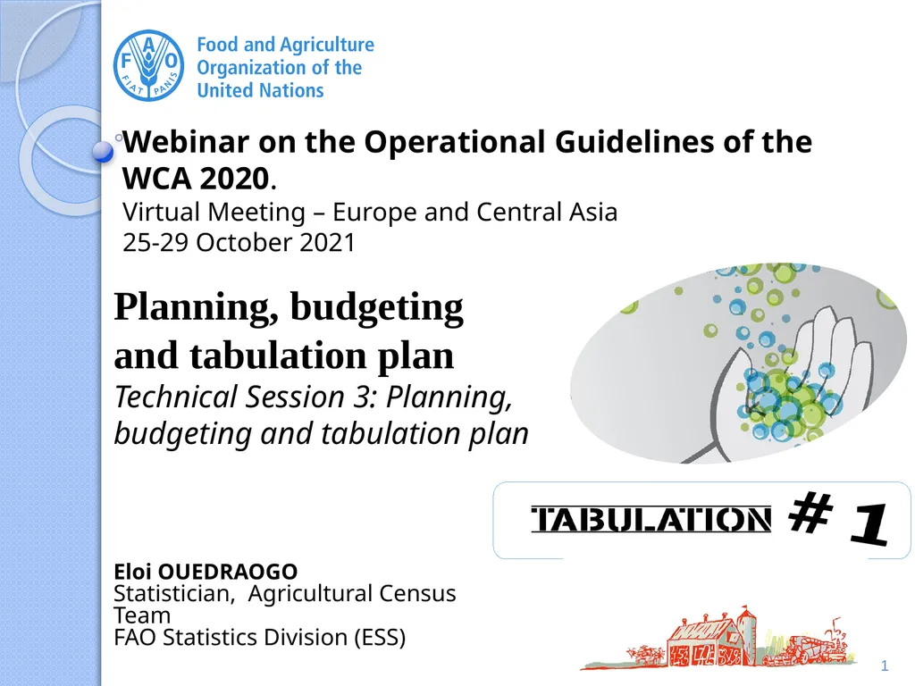 Eloi OUEDRAOGO Statistician, Agricultural Census - slide 1 of 33