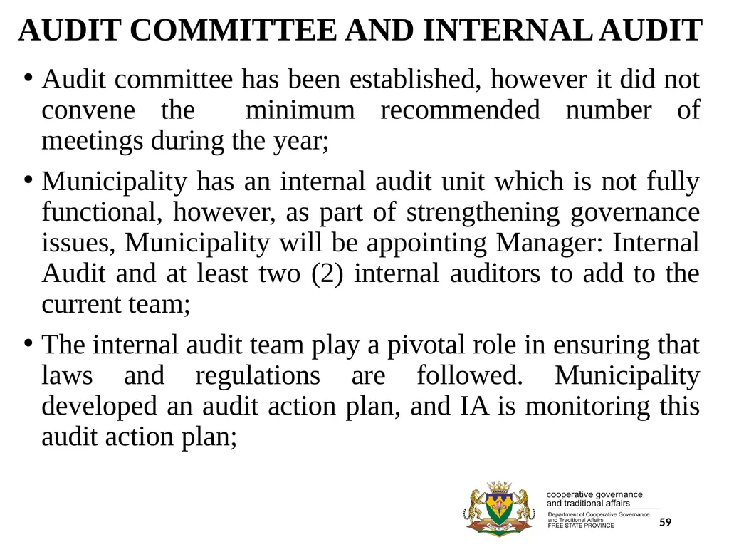 1 PORFOLIO COMMITTEE ON COOPERATIVE GOVERNANCE AND - slide 59 of 103