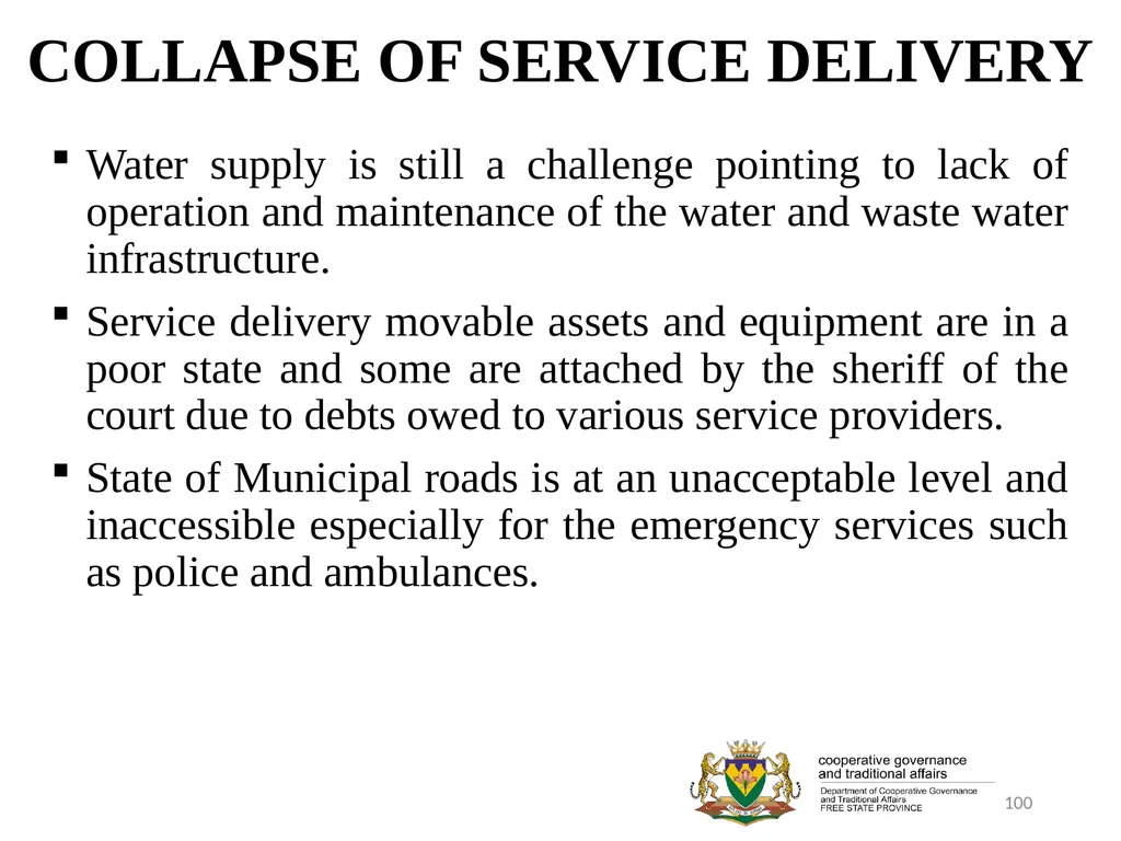 1 PORFOLIO COMMITTEE ON COOPERATIVE GOVERNANCE AND - slide 100 of 103