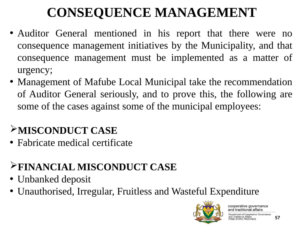 1 PORFOLIO COMMITTEE ON COOPERATIVE GOVERNANCE AND - slide 57 of 103
