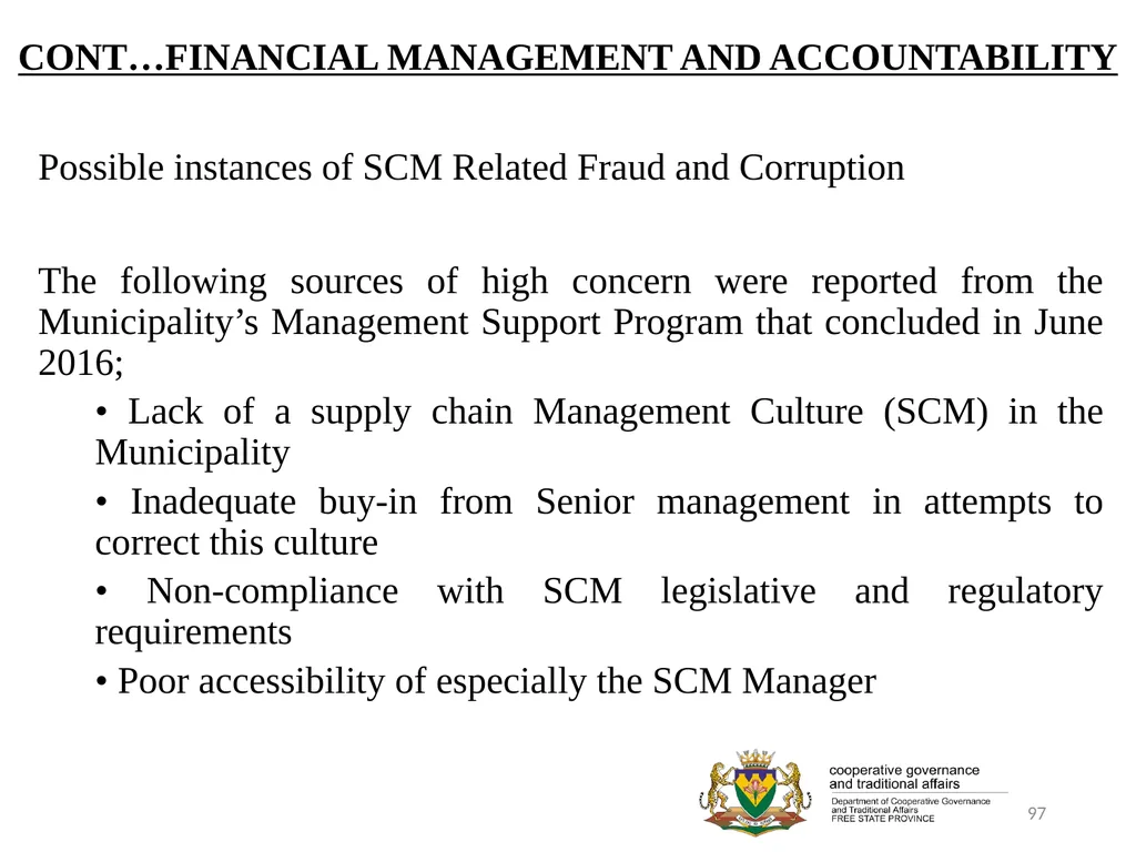 1 PORFOLIO COMMITTEE ON COOPERATIVE GOVERNANCE AND - slide 97 of 103