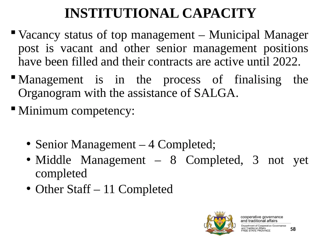 1 PORFOLIO COMMITTEE ON COOPERATIVE GOVERNANCE AND - slide 58 of 103