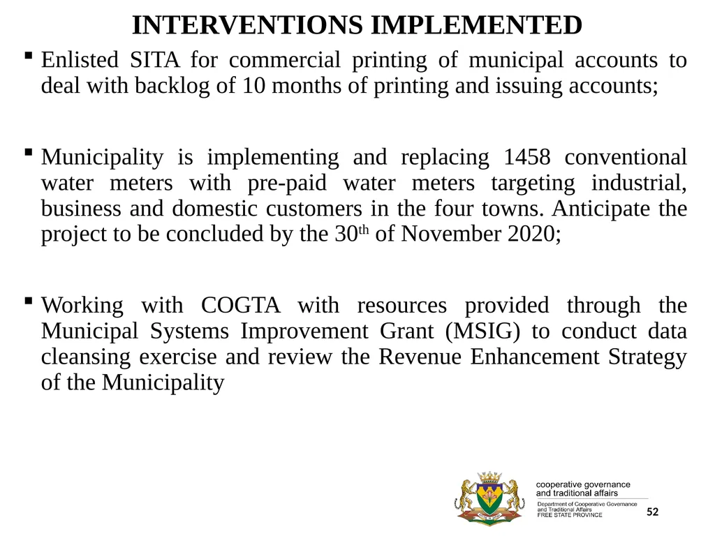 1 PORFOLIO COMMITTEE ON COOPERATIVE GOVERNANCE AND - slide 52 of 103