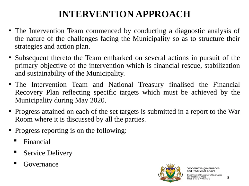 1 PORFOLIO COMMITTEE ON COOPERATIVE GOVERNANCE AND - slide 8 of 103