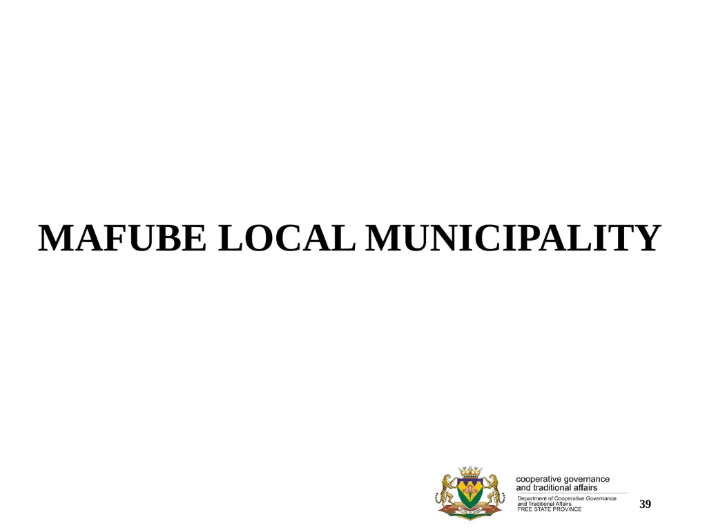 1 PORFOLIO COMMITTEE ON COOPERATIVE GOVERNANCE AND - slide 39 of 103