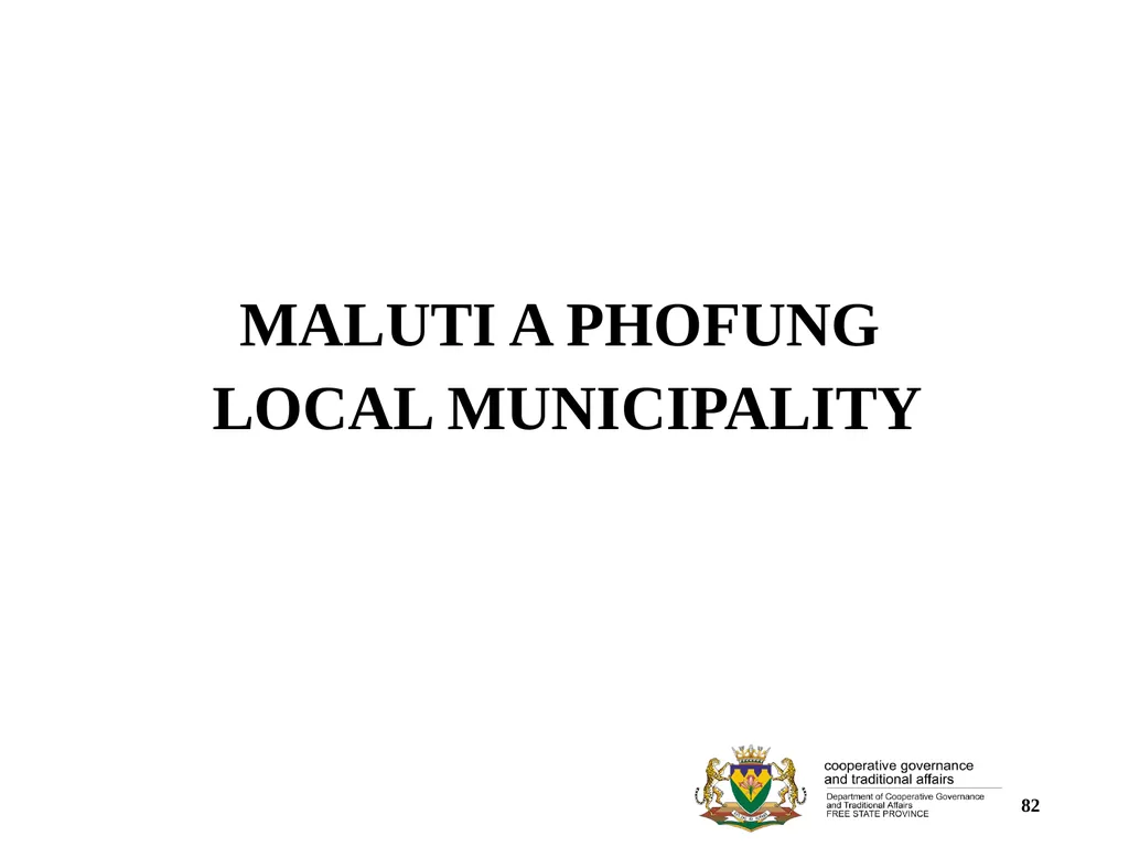 1 PORFOLIO COMMITTEE ON COOPERATIVE GOVERNANCE AND - slide 82 of 103