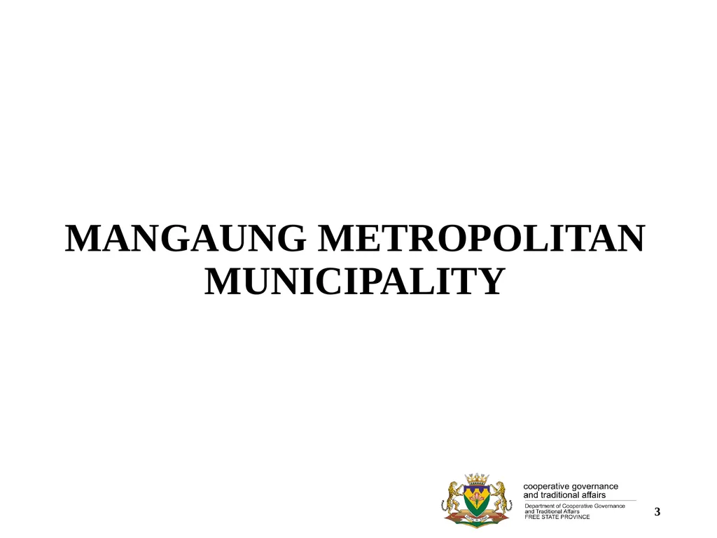 1 PORFOLIO COMMITTEE ON COOPERATIVE GOVERNANCE AND - slide 3 of 103