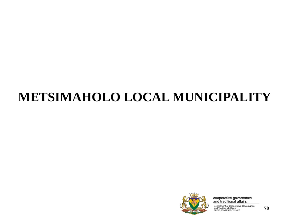 1 PORFOLIO COMMITTEE ON COOPERATIVE GOVERNANCE AND - slide 70 of 103