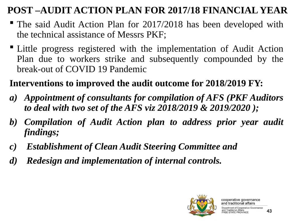 1 PORFOLIO COMMITTEE ON COOPERATIVE GOVERNANCE AND - slide 43 of 103