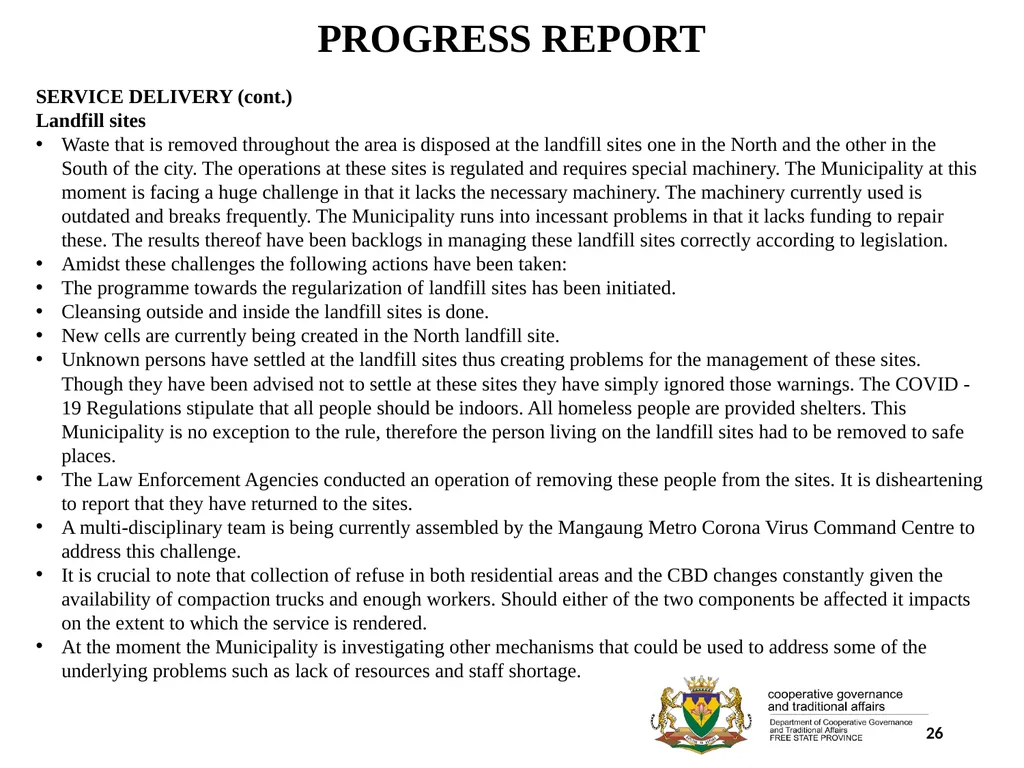 1 PORFOLIO COMMITTEE ON COOPERATIVE GOVERNANCE AND - slide 26 of 103