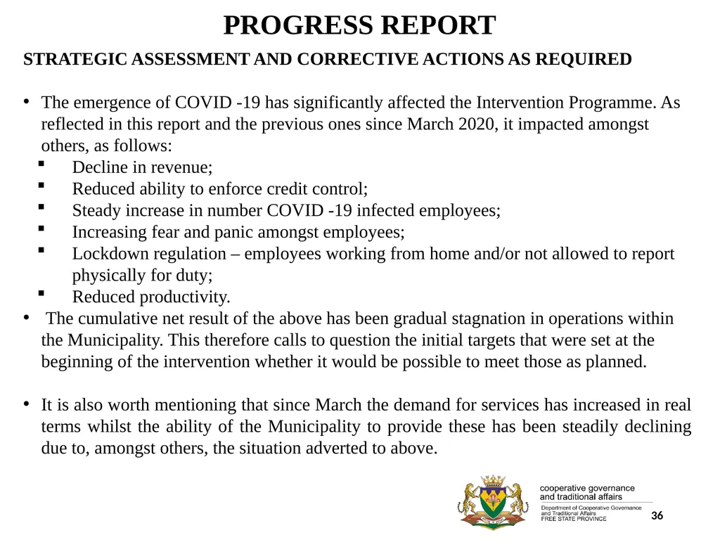 1 PORFOLIO COMMITTEE ON COOPERATIVE GOVERNANCE AND - slide 36 of 103