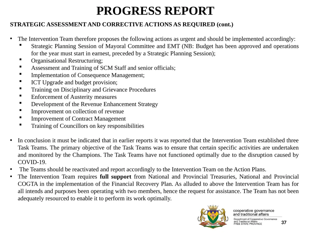 1 PORFOLIO COMMITTEE ON COOPERATIVE GOVERNANCE AND - slide 37 of 103
