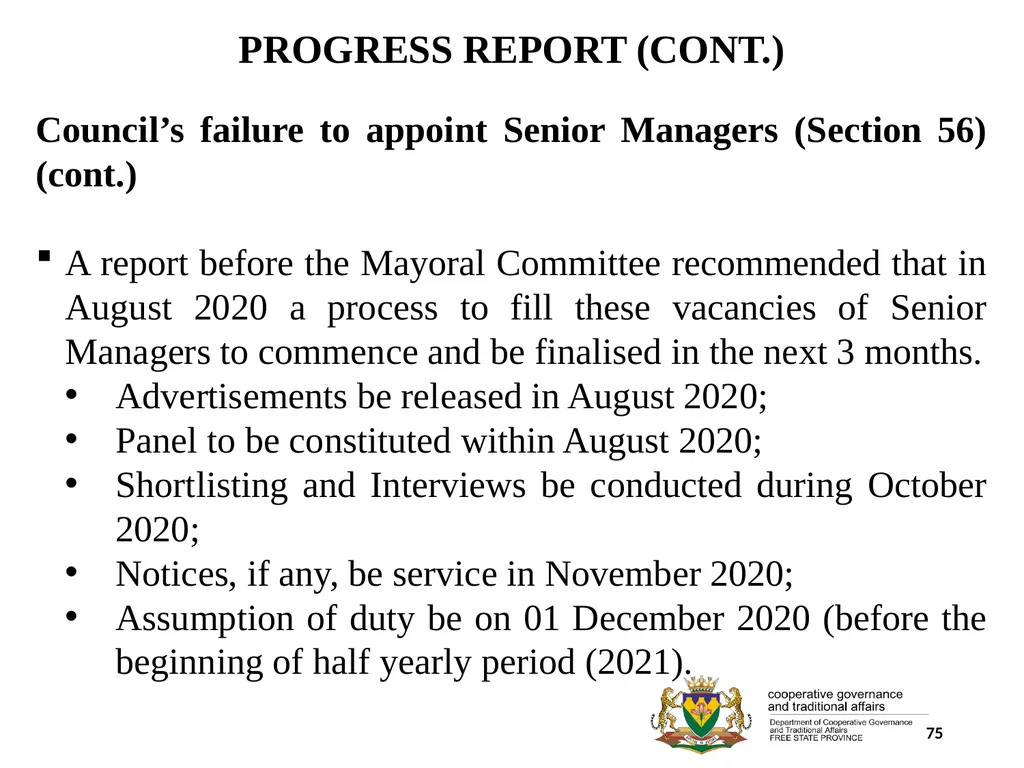 1 PORFOLIO COMMITTEE ON COOPERATIVE GOVERNANCE AND - slide 75 of 103