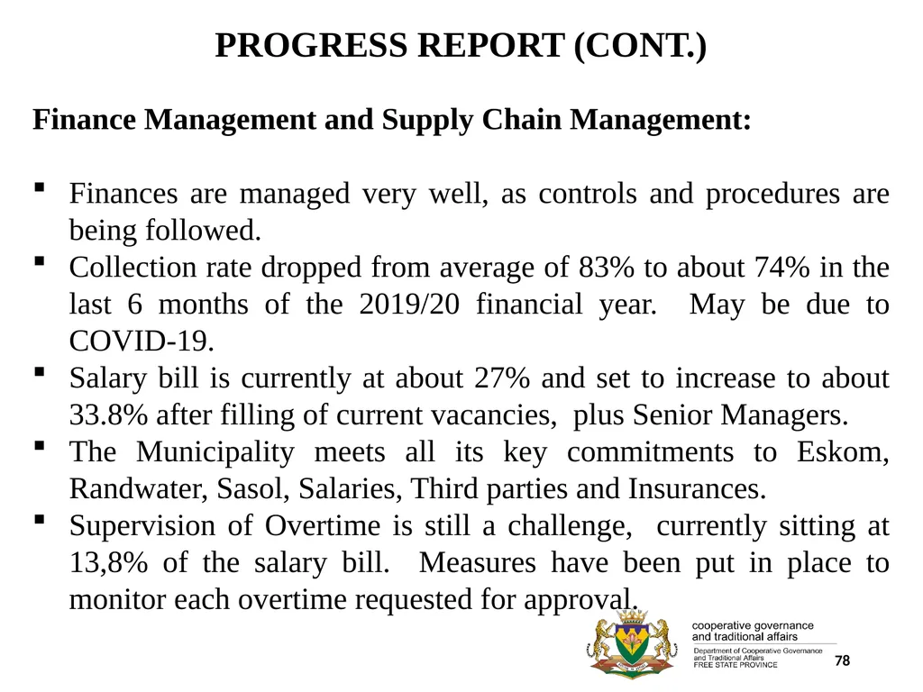 1 PORFOLIO COMMITTEE ON COOPERATIVE GOVERNANCE AND - slide 78 of 103