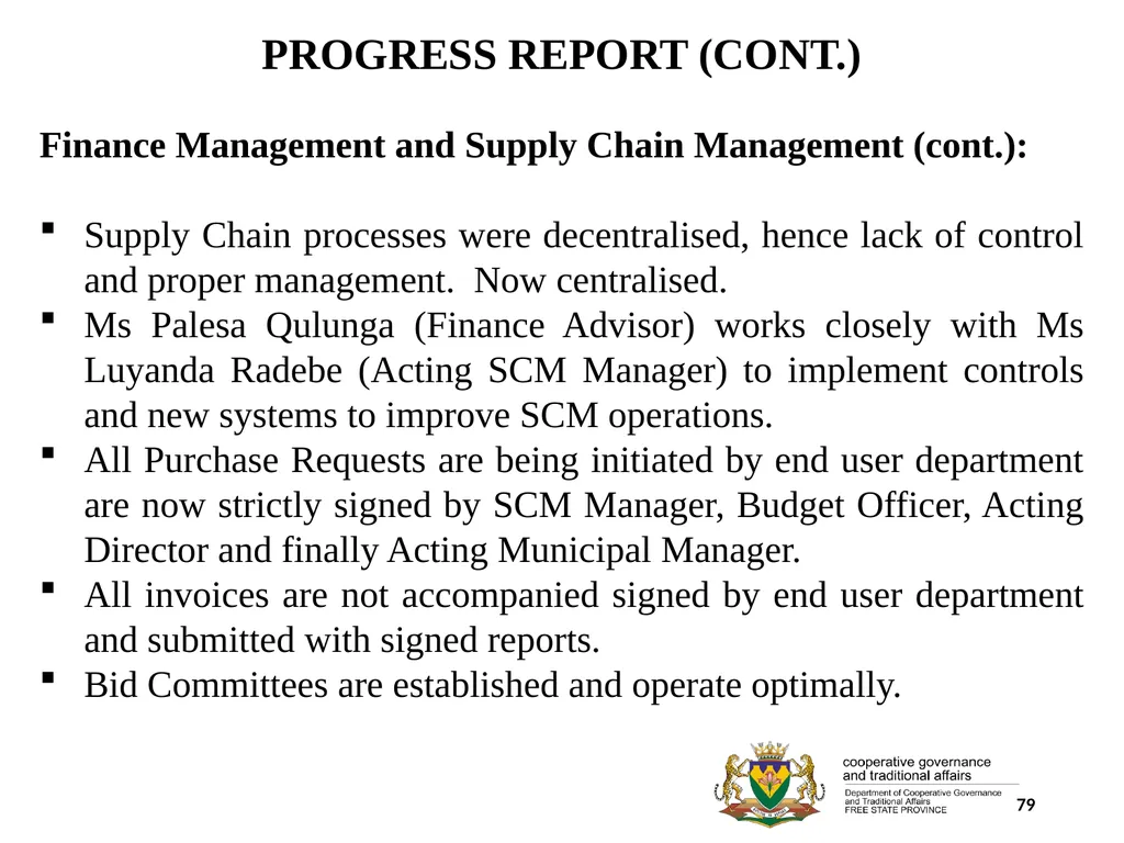 1 PORFOLIO COMMITTEE ON COOPERATIVE GOVERNANCE AND - slide 79 of 103