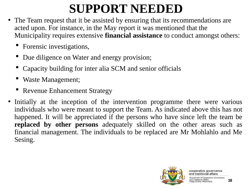 1 PORFOLIO COMMITTEE ON COOPERATIVE GOVERNANCE AND - slide 38 of 103