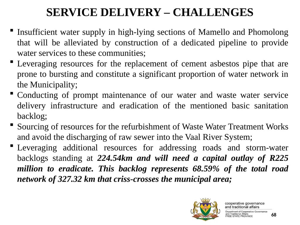 1 PORFOLIO COMMITTEE ON COOPERATIVE GOVERNANCE AND - slide 68 of 103