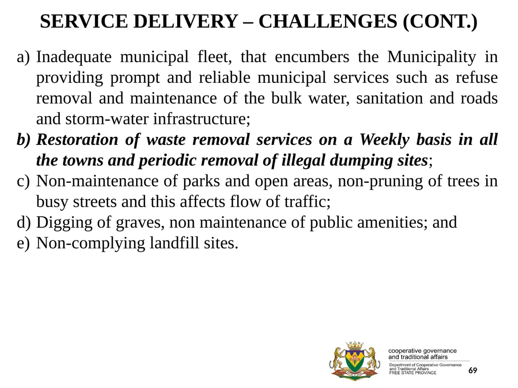 1 PORFOLIO COMMITTEE ON COOPERATIVE GOVERNANCE AND - slide 69 of 103