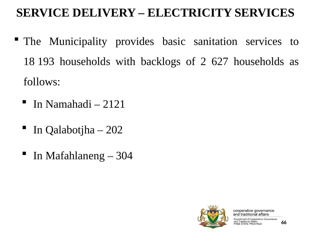 1 PORFOLIO COMMITTEE ON COOPERATIVE GOVERNANCE AND - slide 66 of 103