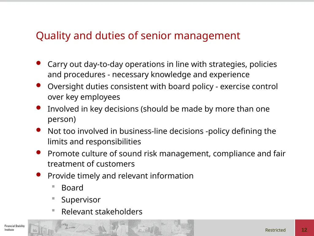 Corporate Governance in a Group Context Regional - slide 12 of 20