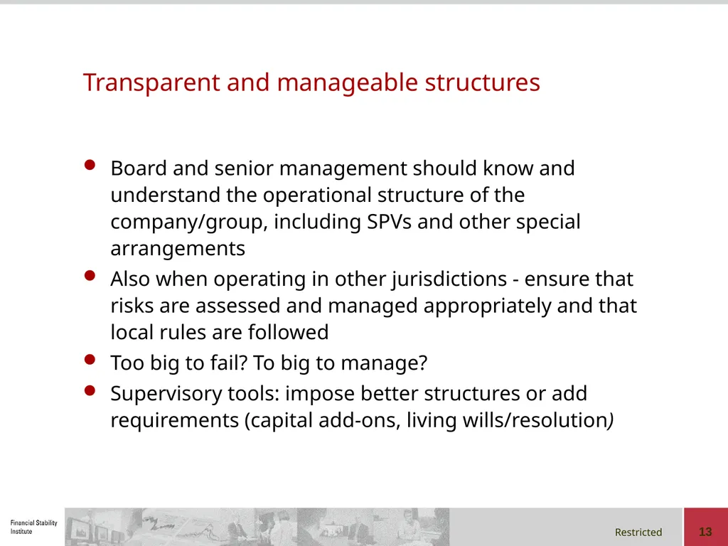 Corporate Governance in a Group Context Regional - slide 13 of 20