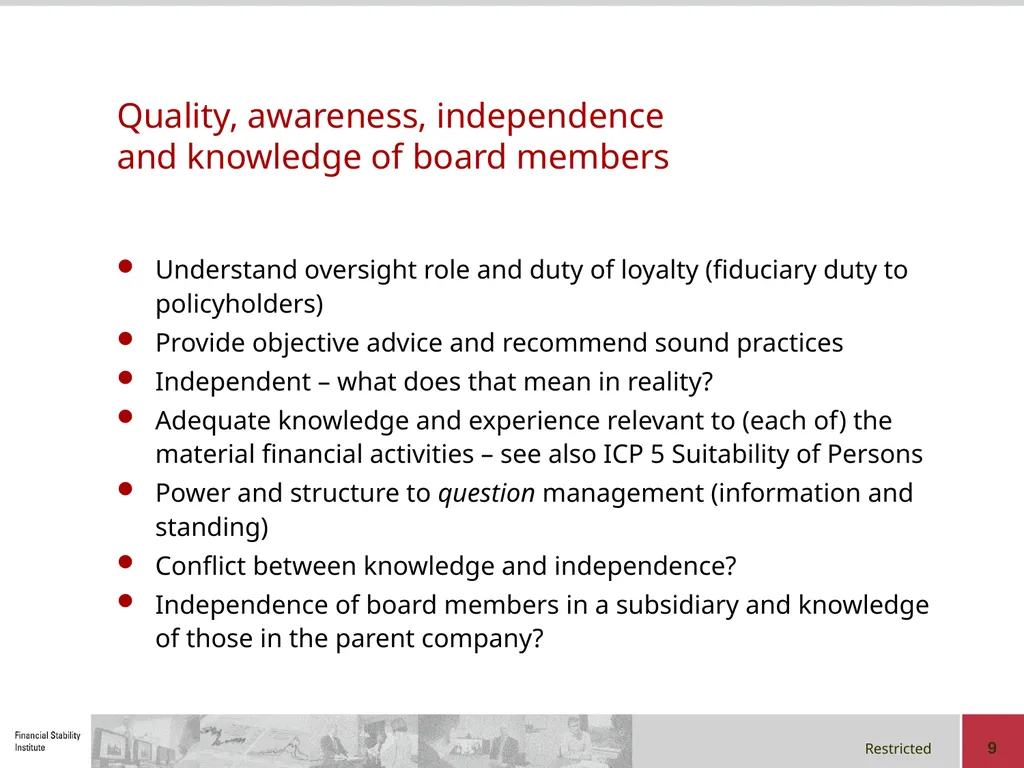 Corporate Governance in a Group Context Regional - slide 9 of 20