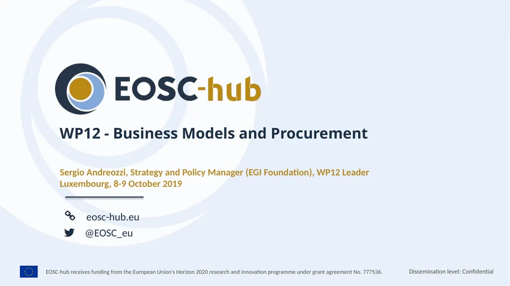 WP12 - Business Models and Procurement Sergio - slide 1 of 27