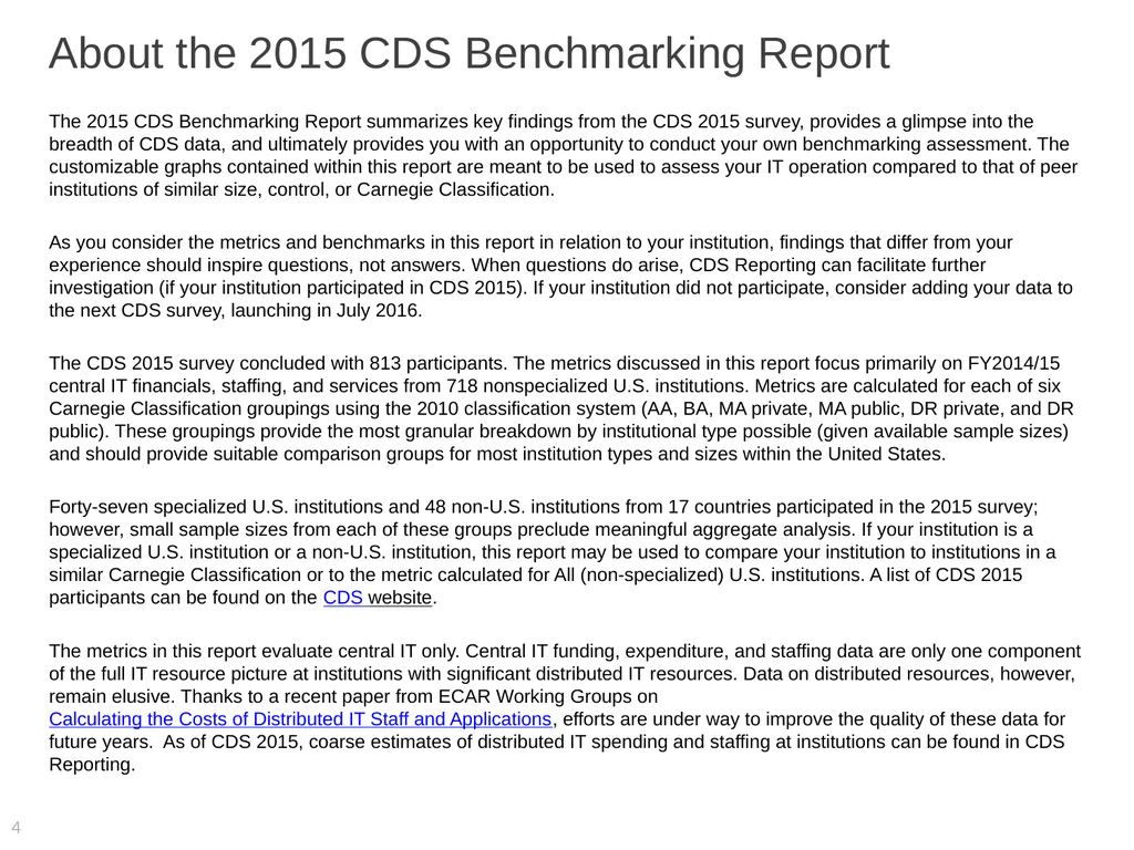 2015 EDUCAUSE Core Data Service (CDS) Benchmarking - slide 4 of 53