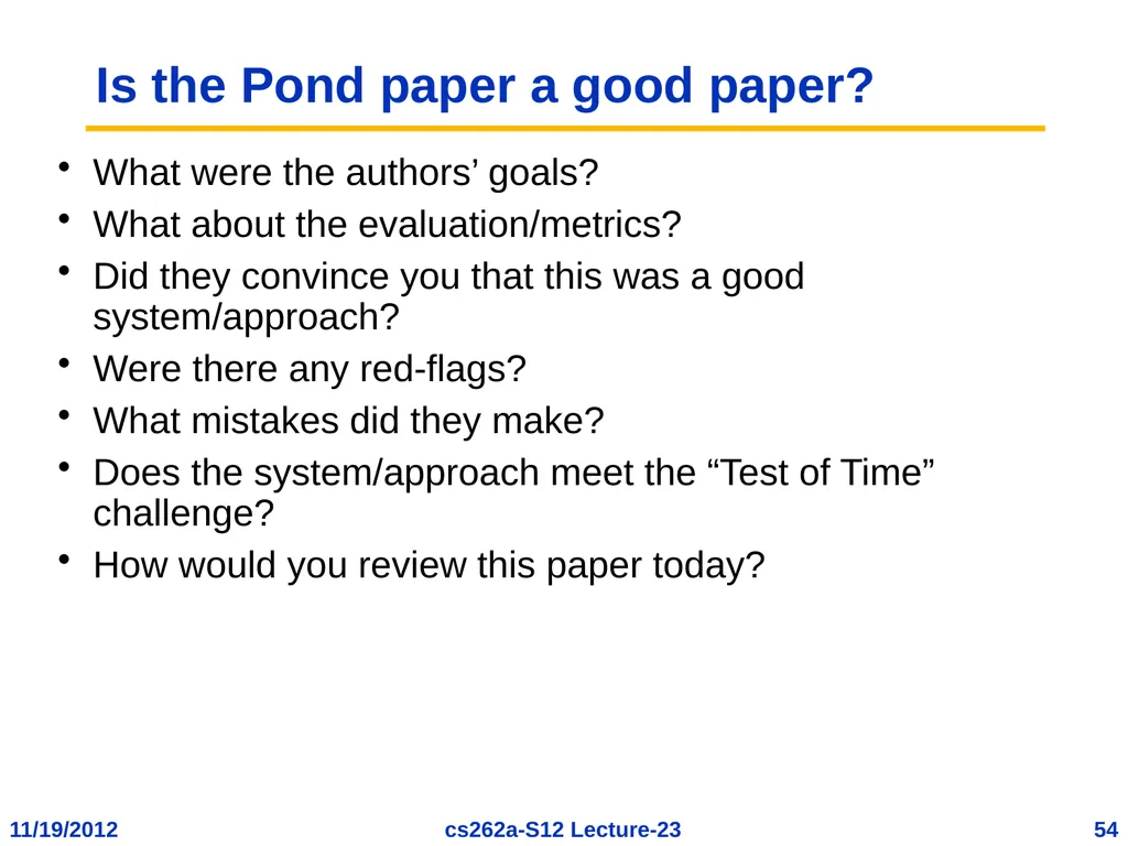 EECS 262a Advanced Topics in Computer Systems - slide 54 of 54